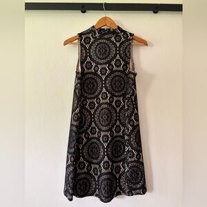 Sleeveless Mock Neck Lace Dress (Size Medium)